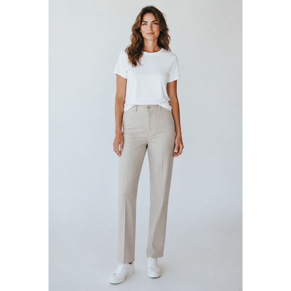 J.Jill Women's Flax Heather Tapered Trouser Pants Beige Size 12 Quiet Luxury
